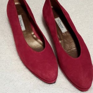 Rangoni red, Italian suede flats, 10B